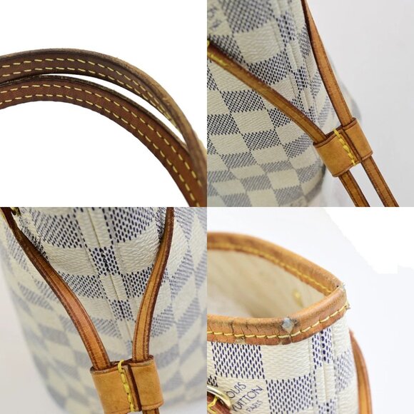 LOUIS VUITTON Neverfull PM Shoulder Tote Bag Damier Azur Leather N51110 74YG880 - Picture 3 of 16